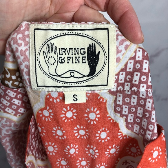 Irving & Fine for Lucky Brand Patchwork Balloon Sleeve Dress Small - Picture 4 of 5